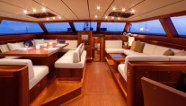 Under the deck of the sailing yacht NILAYA - a Baltic 112 Sailing Yacht